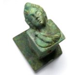 Roman Figural Mount.  Circa, 2nd-3rd century AD. Copper-alloy, 83mm x 72mm. 350.8g. A cast bronze