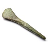 Small Bronze Age Chisel.  Circa, 1150-800 BC. Copper-alloy, 27.82 g, 83.79 mm. formed of a long