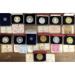 Large collection of Isle of Man Pobjoy mint Silver Proof crowns in Original Cases with other