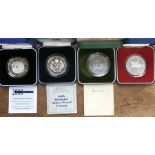 Royal Mint Silver Proof Coins in Original Cases with Certificate includes 2000 Millennium Crown,