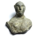 Roman bust of a wrestler steelyard weight. A cast lead-alloy steelyard weight in the form of a