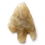 Bronze Age Flint Arrow Head.  Circa, 2350-1600 BC. Stone, 1.76 g, 25.52 mm. Semi-translucent flint