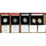 Royal Mint Silver Proof Piedfort Coins in Original Case with Certificate includes 1997 Celibration