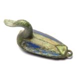 Roman Zoomorphic Brooch.  Circa, 2nd century AD. Copper-alloy, 8.04 g, 38.89 mm. An enamelled brooch