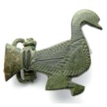 Roman Zoomorphic Brooch  Circa 2nd century AD. Copper-alloy, 30mm x 28mm, 9.9g. A plate brooch in