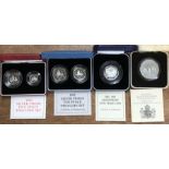 Royal Mint Silver Proof Coins in Original Case with Certificate. Includes 1990 Five Pence two