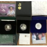 Royal Mint Silver Proof &  Proof Piedfort Coins in Original Case with Certificate, Includes Queen