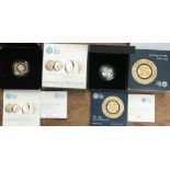 Royal Mint Silver Proof Piedfort £1 Coins in Original Case with Certificate. Includes 2017 Designing