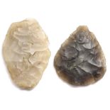 Two Neolithic leaf-shaped flint arrowheads Largest 26mm.