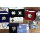 Royal Mint Silver Proof Piedfort Coins and Silver Proof Coins in Original Case with Certificate.