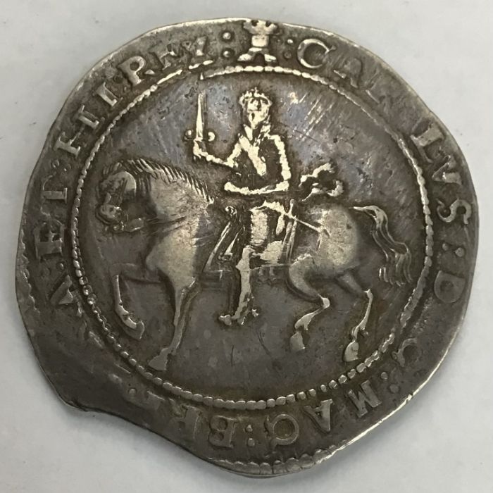 Charles I, 1645 Crown, Exeter mm Castle.  approx 28.8g. Condition, High grade with slight wear to