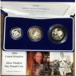 Royal Mint 2004 Silver Proof Piedfort Coins in a case with individual certificates.