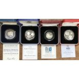 Royal Mint Silver Proof Coins in Original Cases with Certificate, includes marriage of Charles and