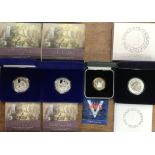 Royal Mint Silver Proof Coins in Original Cases with Certificate. Includes 2 x 2005  Trafalgar £5
