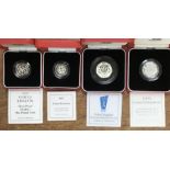Royal Mint Silver Proof Piedfort Coins in Original Case with Certificate, includes 1998  HHS 50p,