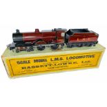 Bassett Lowke LMS 4-4-0 20v Locomotive - Boxed - Original Lithograph with 3 Rail Pickup