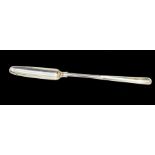 A Victorian silver shell and thread marrow scoop, the reverse engraved with a crest, London, 1841,