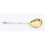 A Russian silver spoon, gilt bowl, reverse engraved 'AH' August Holmström, Moscow Kokoshnik mark, 84