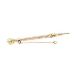 A 19th century gold propelling pencil, seal top terminal, unmarked assessed as approx 9ct gold, with