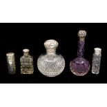 **REOFFER JANUARY A&C £70-100**  A Victorian silver cylindrical scent bottle and cover, profusely