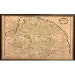 Robert Morden (1650-1703). Map of Norfolk, hand-coloured copper engraving on laid/chain-lined paper,
