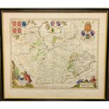 Schenk & Valk. Map of Leicestershire, c.1715, hand-coloured copper engraving on laid/chain-lined