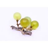 A Fonseque et Olive attributed green paste and diamond grapes brooch, c, 1890 with cluster of four