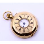 18k gold ladies half hunter pocket watch, weight: 34.71g