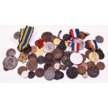 A collection of coins and medals
