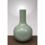 LIGHT GREENISH-BLUE GLAZED BALUSTER VASE