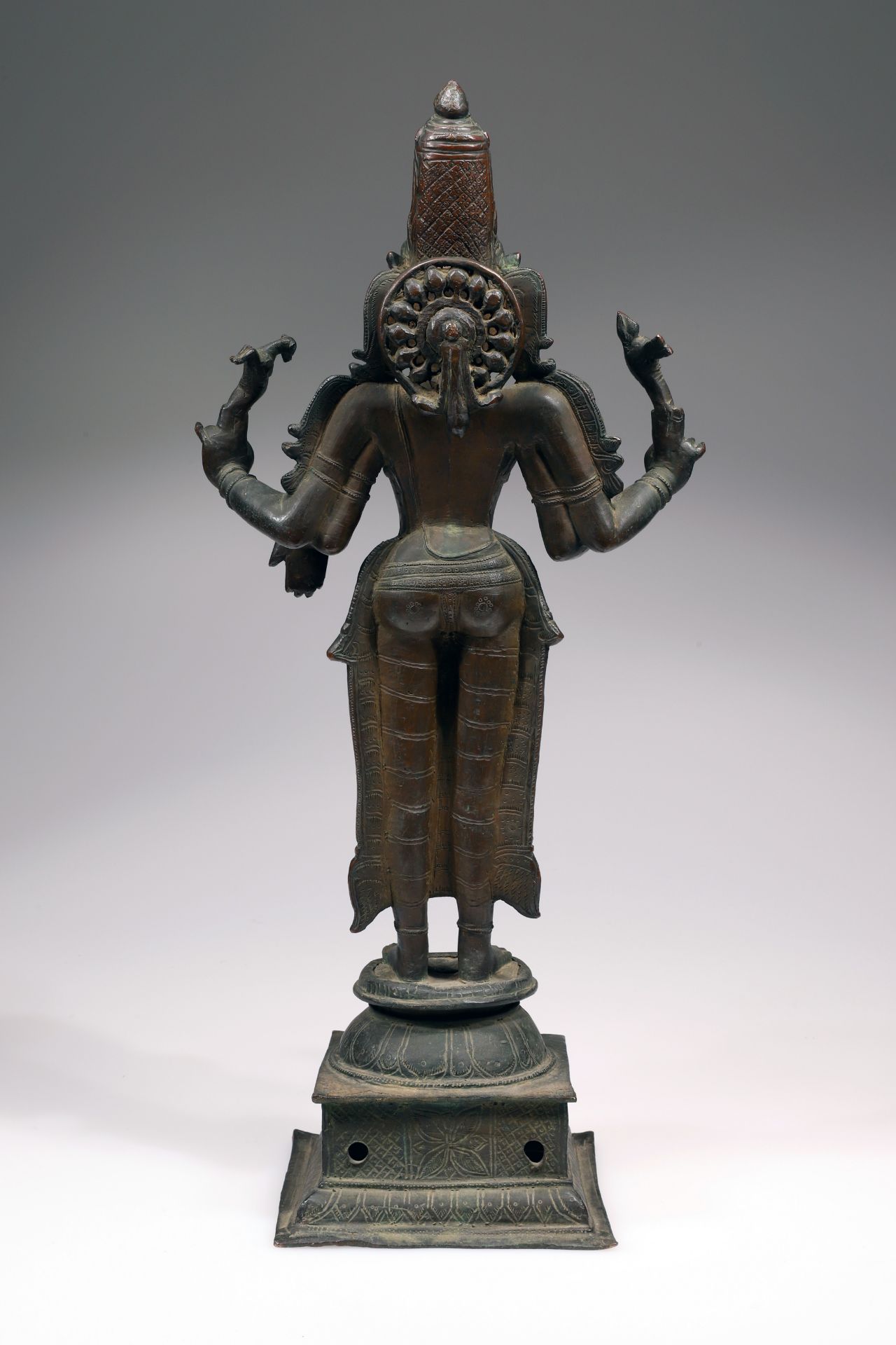 HINDU PATINATED BRONZE SHIVA CHANDRASHEKHARA - Image 4 of 5