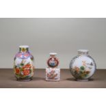 THREE GLASS PAINTING ENAMEL SNUFF BOTTLES