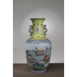 FOREIGN COLOR YELLOW GROUND VASE