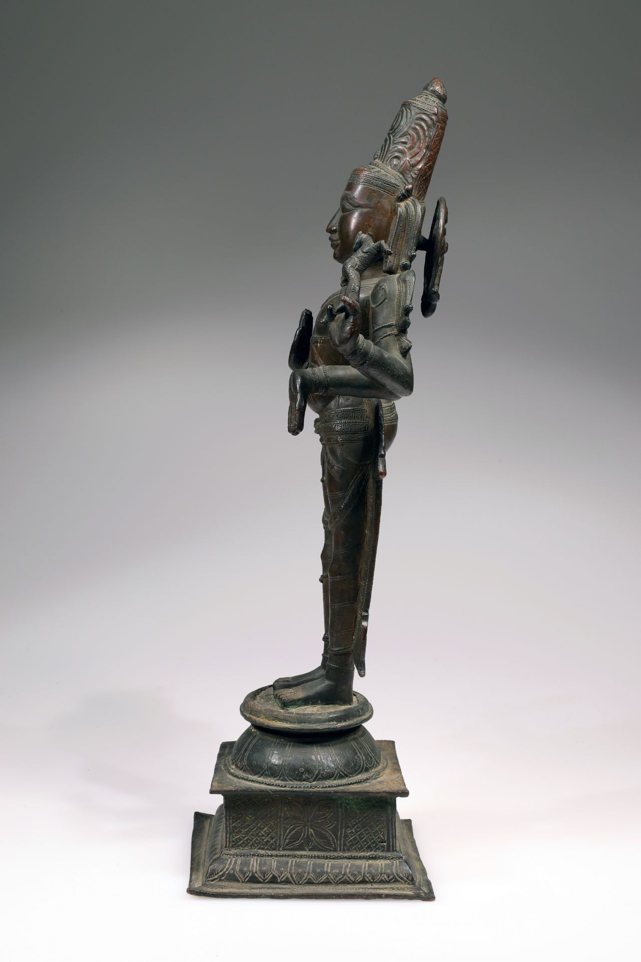 HINDU PATINATED BRONZE SHIVA CHANDRASHEKHARA - Image 5 of 5