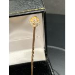 ANTIQUE 0.70ct OLD CUT H-SI DIAMOND PIN BROOCH - TESTED AS YELLOW GOLD