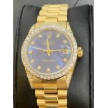 18k GOLD 31mm ROLEX DATEJUST WATCH WITH DIAMOND DIAL, BEZEL & SHOULDERS