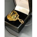 9ct GOLD PENDANT SET WITH APPROX 25ct CITRINE - 12 GRAM