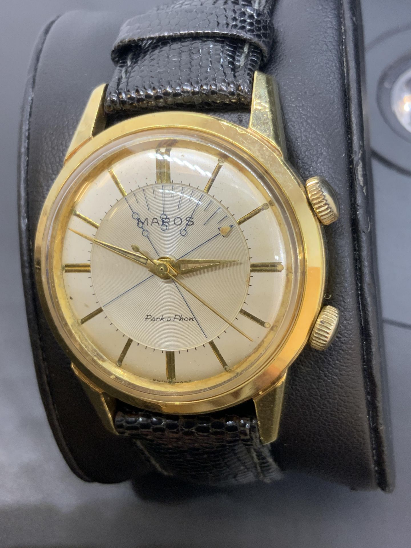 1960's MAROS PARK-O-PHON ALARM WATCH IN YELLOW METAL 35mm