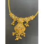 VINTAGE NECKLACE & SCREW BACK EARRING SET IN YELLOW METAL - TESTED AS AT LEAST 18ct GOLD