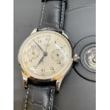 EXTRA LARGE 44mm 1940's ONE BUTTON CHRONOGRAPH WATCH - DIAL MARKED HEUER