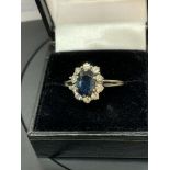 1.65ct BLUE SAPPHIRE WITH 0.50ct DIAMOND RING SET IN 18k WHITE GOLD