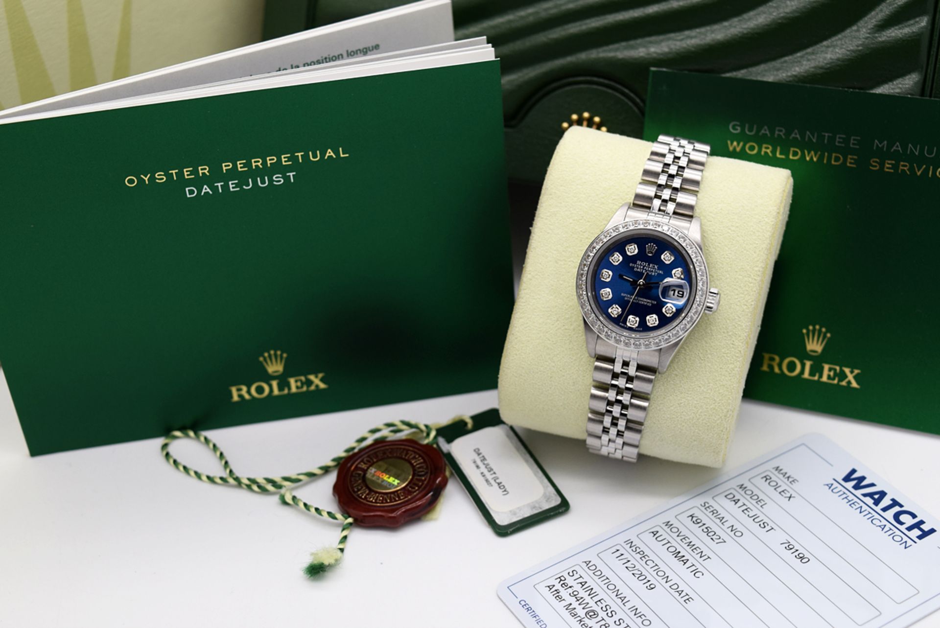 Ladies Rolex Datejust 26mm (Navy Blue Diamond Dial) with Boxset and Authenticity Card - Image 10 of 11