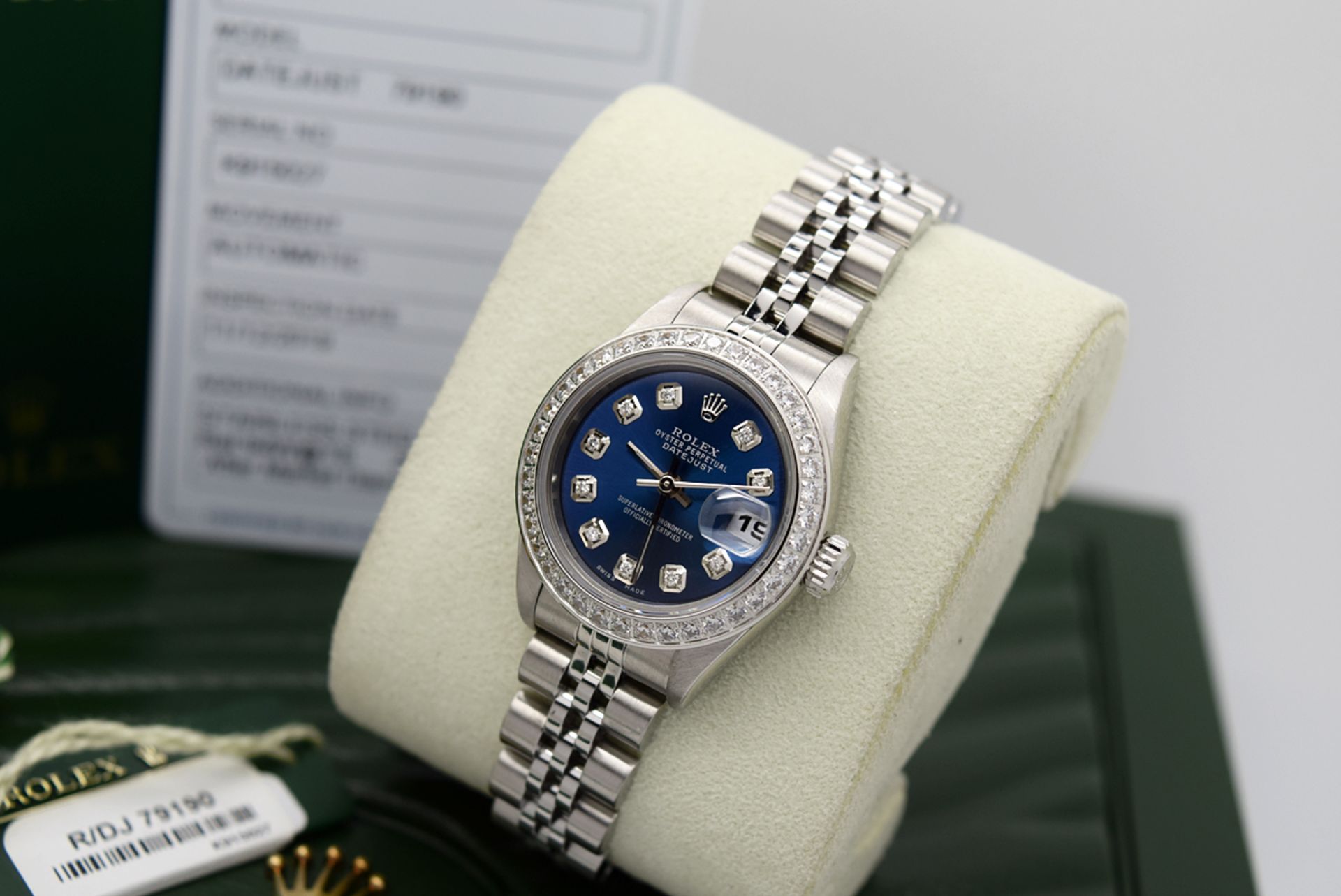 Ladies Rolex Datejust 26mm (Navy Blue Diamond Dial) with Boxset and Authenticity Card - Image 11 of 11