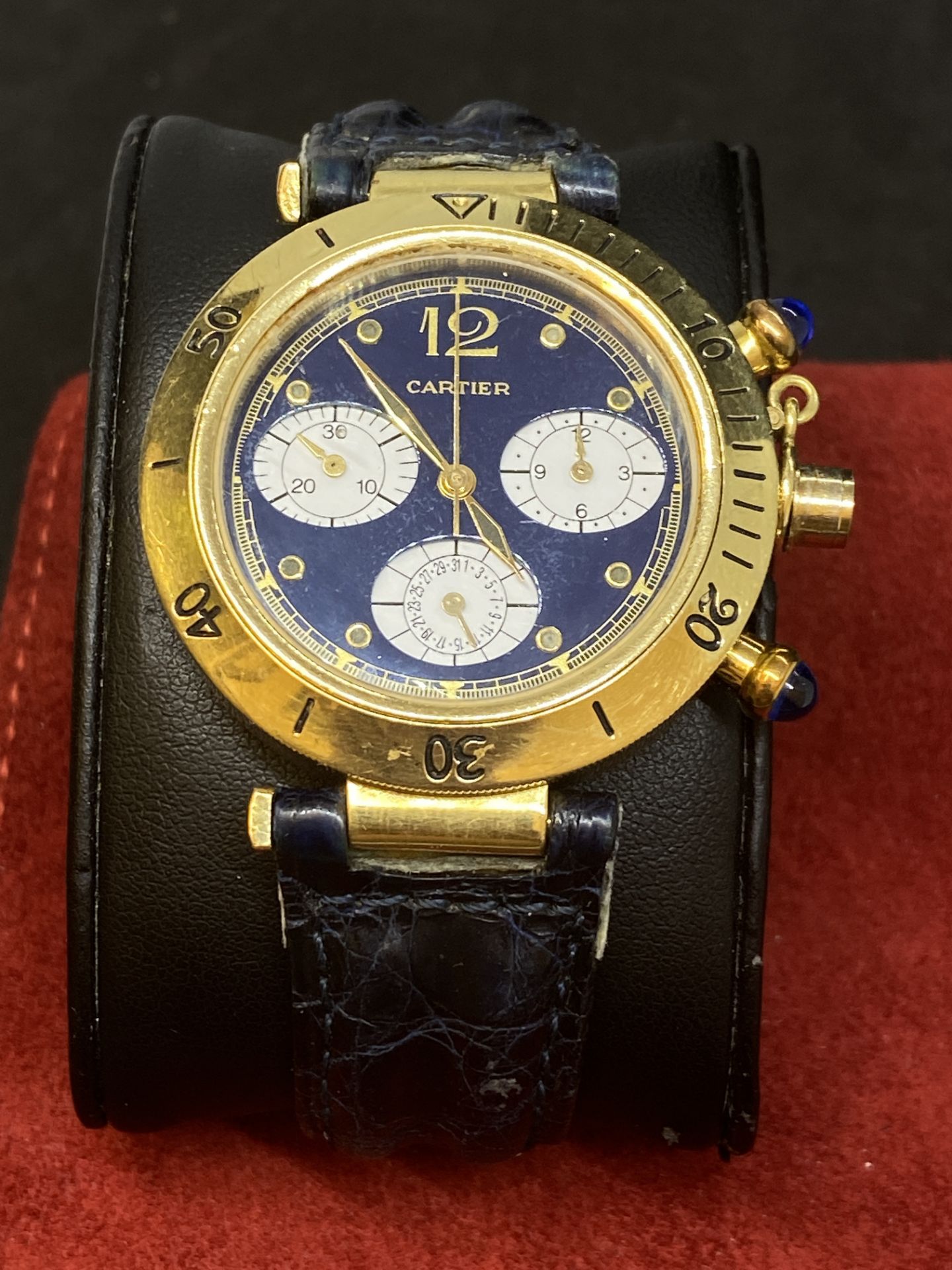 CARTIER CHRONO 18k GOLD WATCH - Image 5 of 12