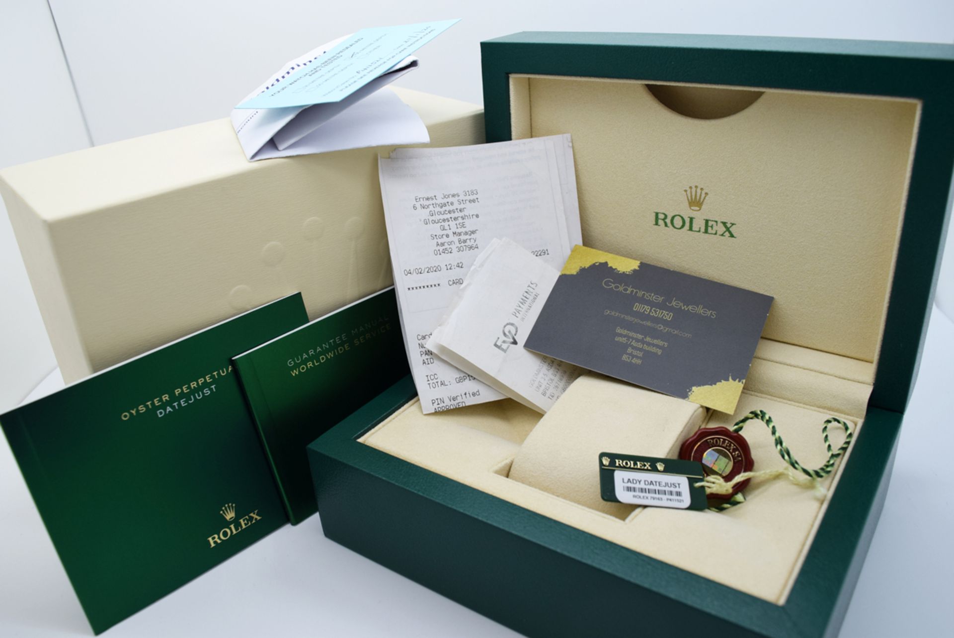 Ladies Rolex Datejust 26' 18k Gold & Stainless Steel (Grey Diamond Dial) Boxset and Service Receipts - Image 7 of 11