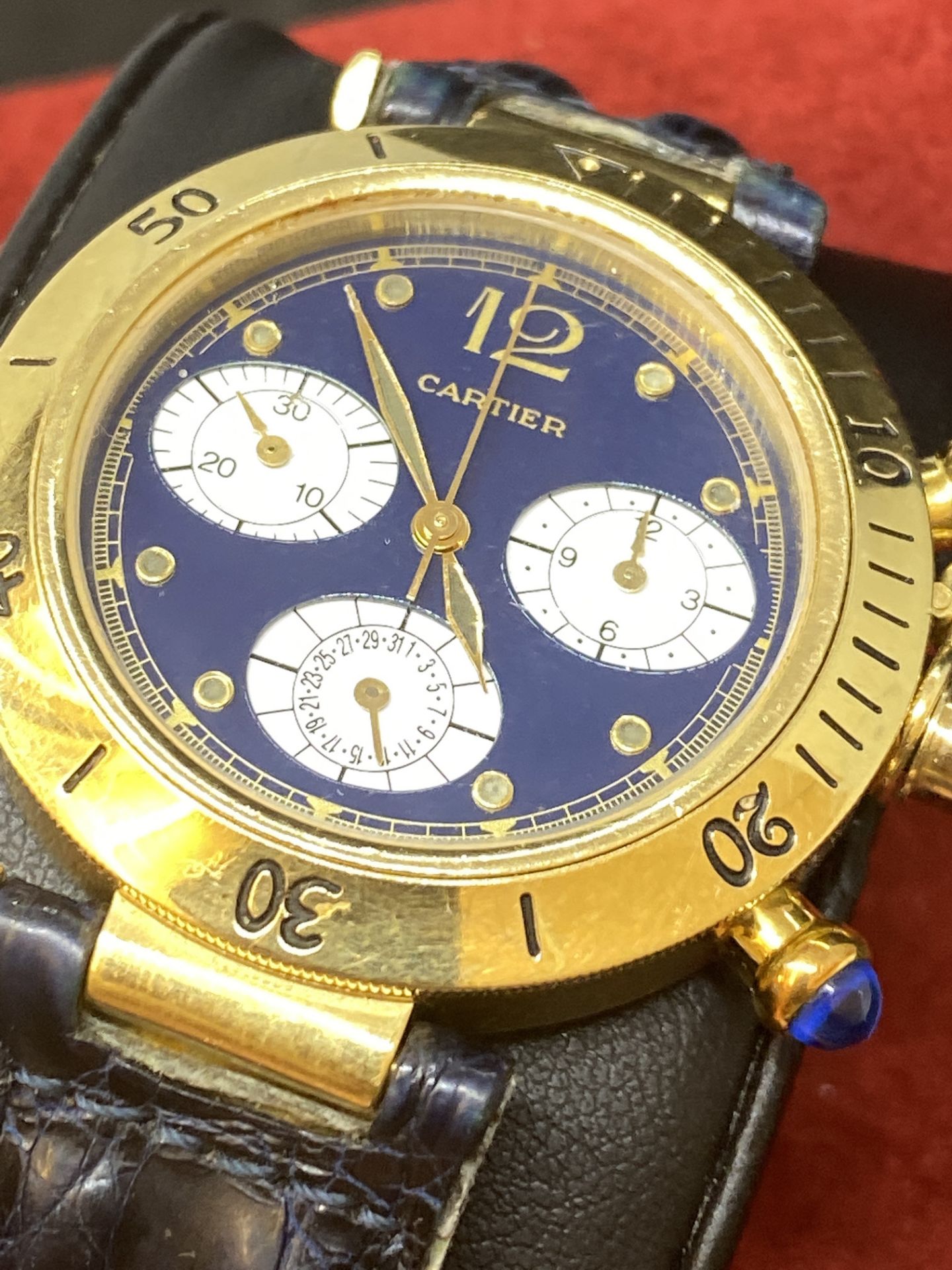 CARTIER CHRONO 18k GOLD WATCH - Image 10 of 12