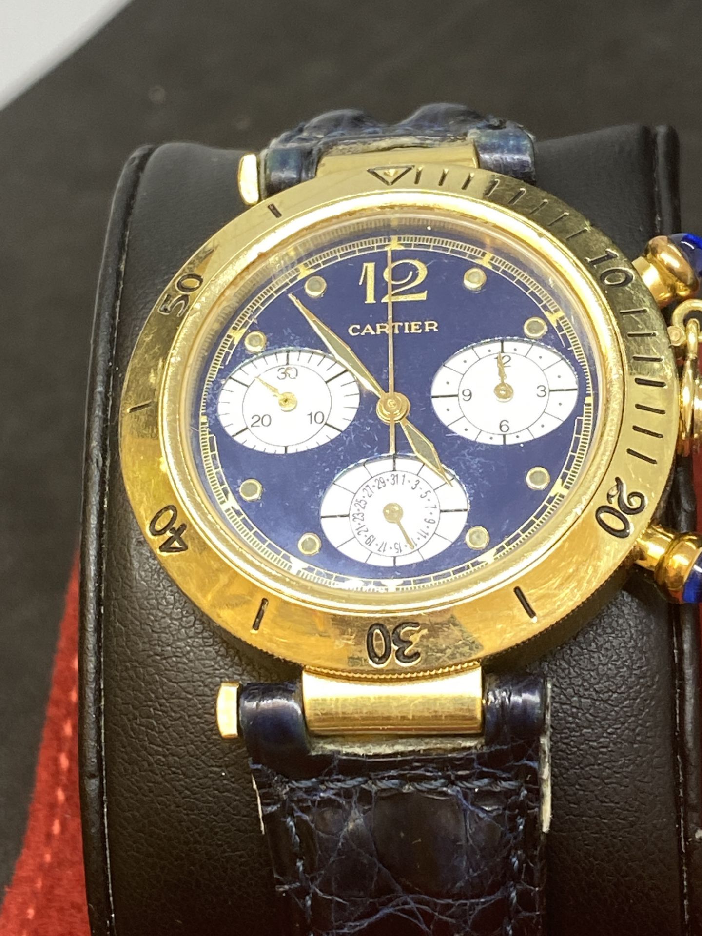 CARTIER CHRONO 18k GOLD WATCH - Image 6 of 12