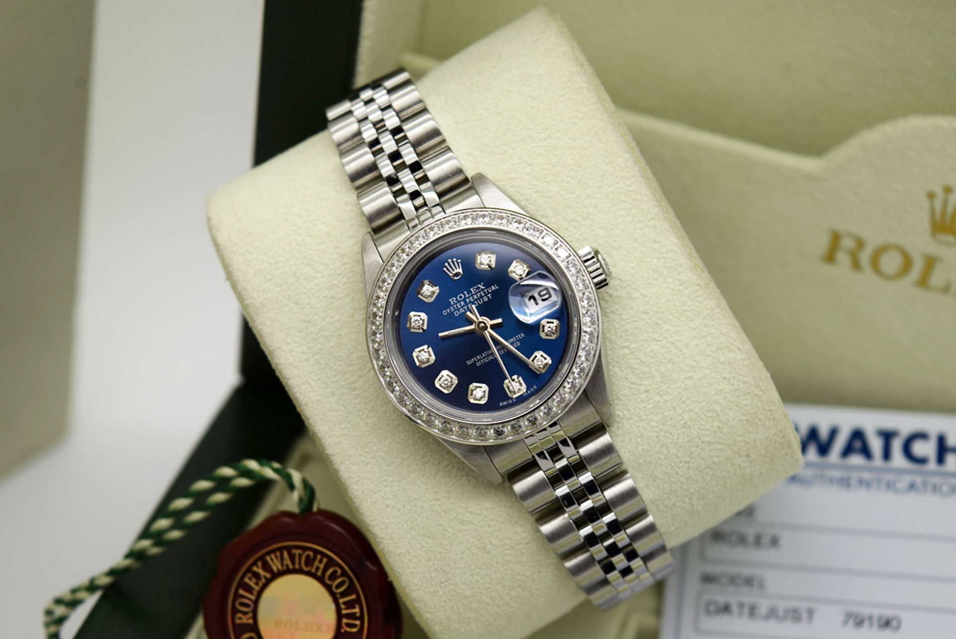 Ladies Rolex Datejust 26mm (Navy Blue Diamond Dial) with Boxset and Authenticity Card - Image 8 of 11