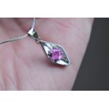 White Gold Necklace & Pink Sapphire Pendant