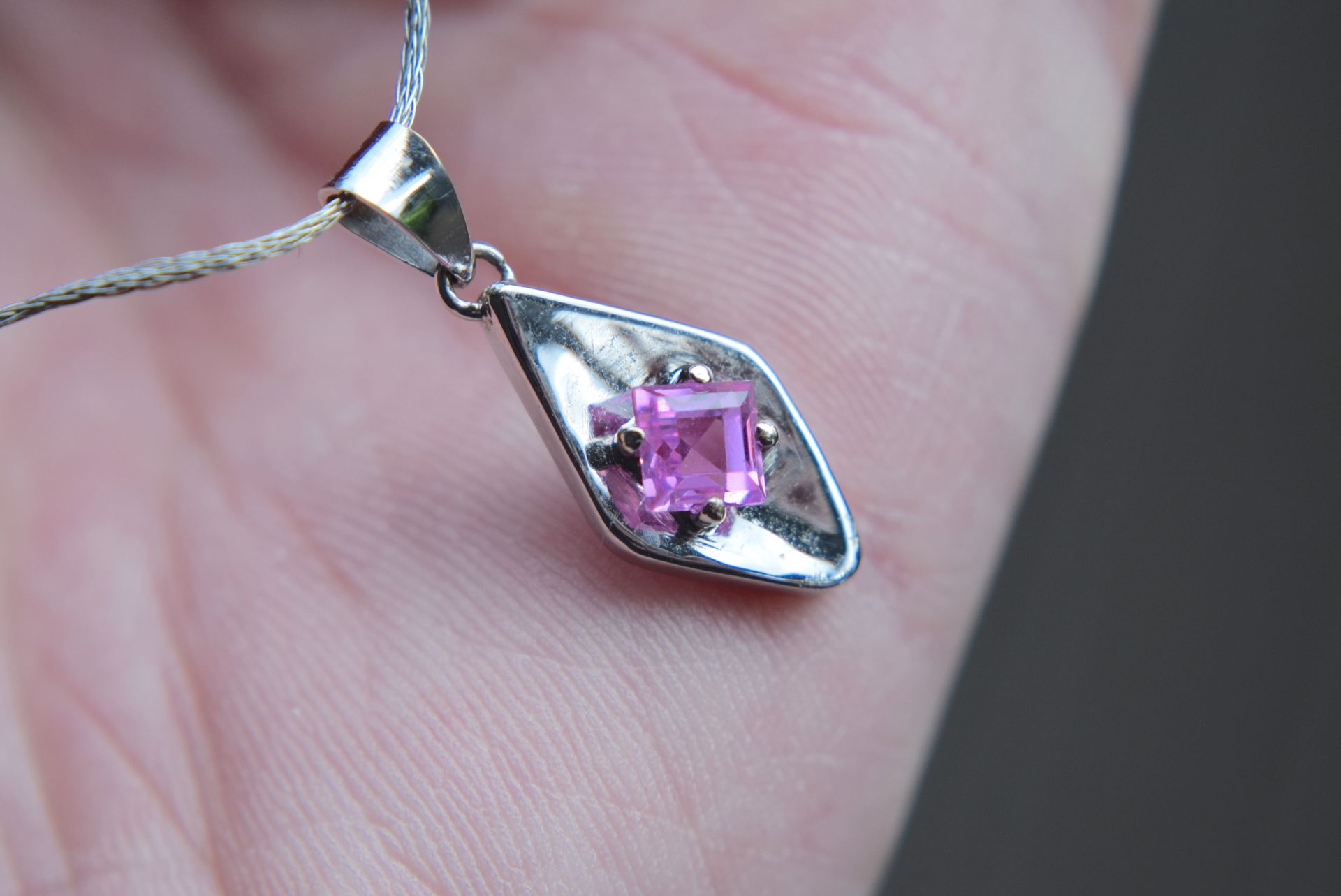 White Gold Necklace & Pink Sapphire Pendant